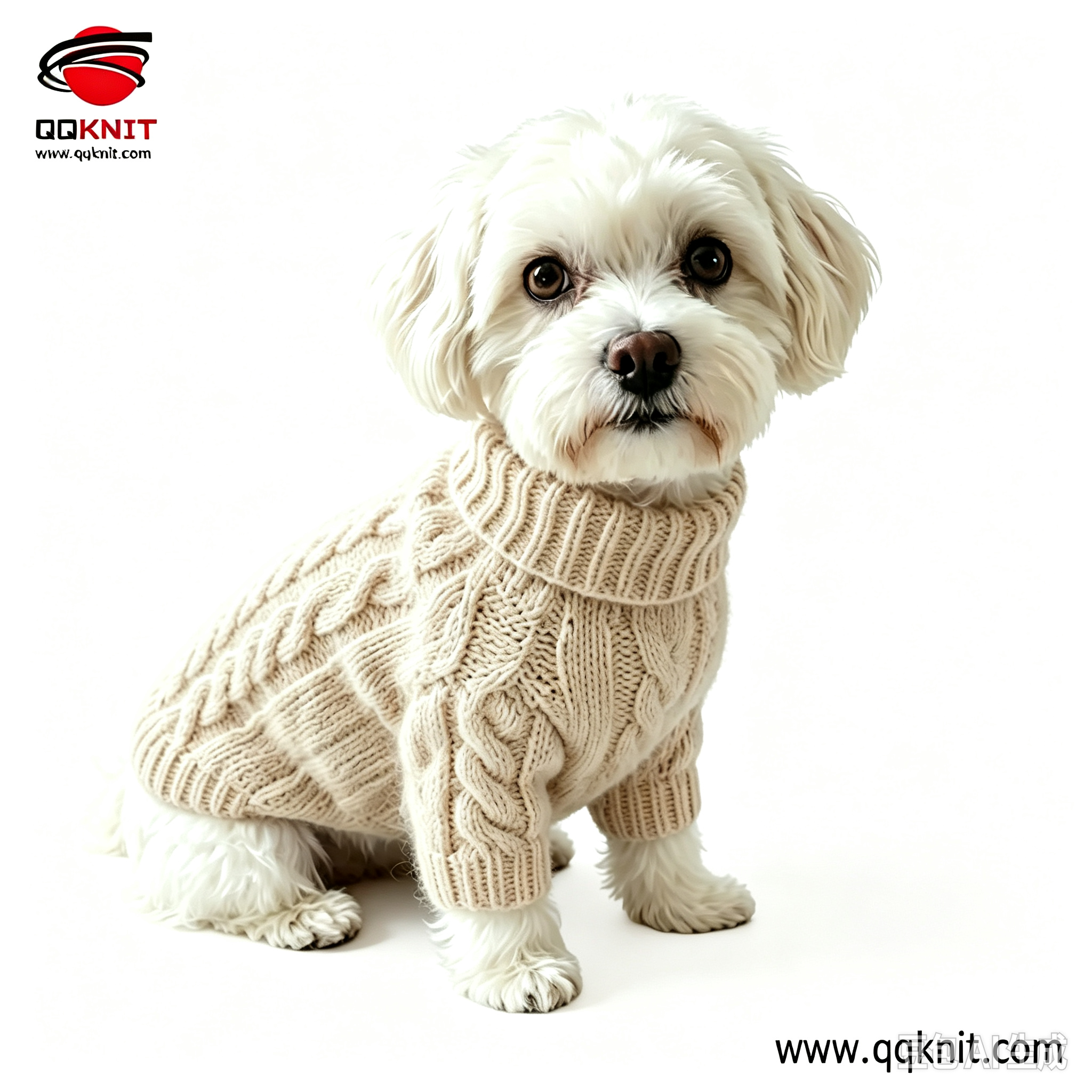Oatmeal cable knit dog sweater