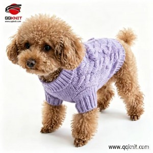 Purple Cable Knit Dog Sweater