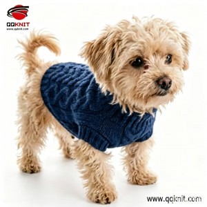 Navy Cable Knit Dog Sweater